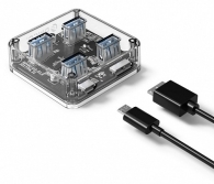 ORICO USB 3.0 Hub MH4U-U3, 4x USB3.0, 5Gbps, διάφανο