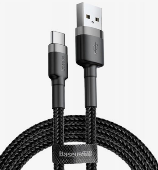 BASEUS CABLE CAFULE - USB TO TYPE C - 2A 3 METER (CATKLF-UG1) BLACK AND GREY