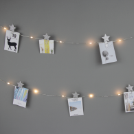 ACA X05251111 12 GLITTER STAR CLIPS, 25 LED WW Λ/ΚΙΑ ΑΣΗΜΙ ΧΑΛΚΟΣ ΜΠ/ΡΙΕΣ (3xAA), IP20, 240+30cm, ΔΙΑΦΑΝΟ ΚΑΛΩΔΙΟ Τ